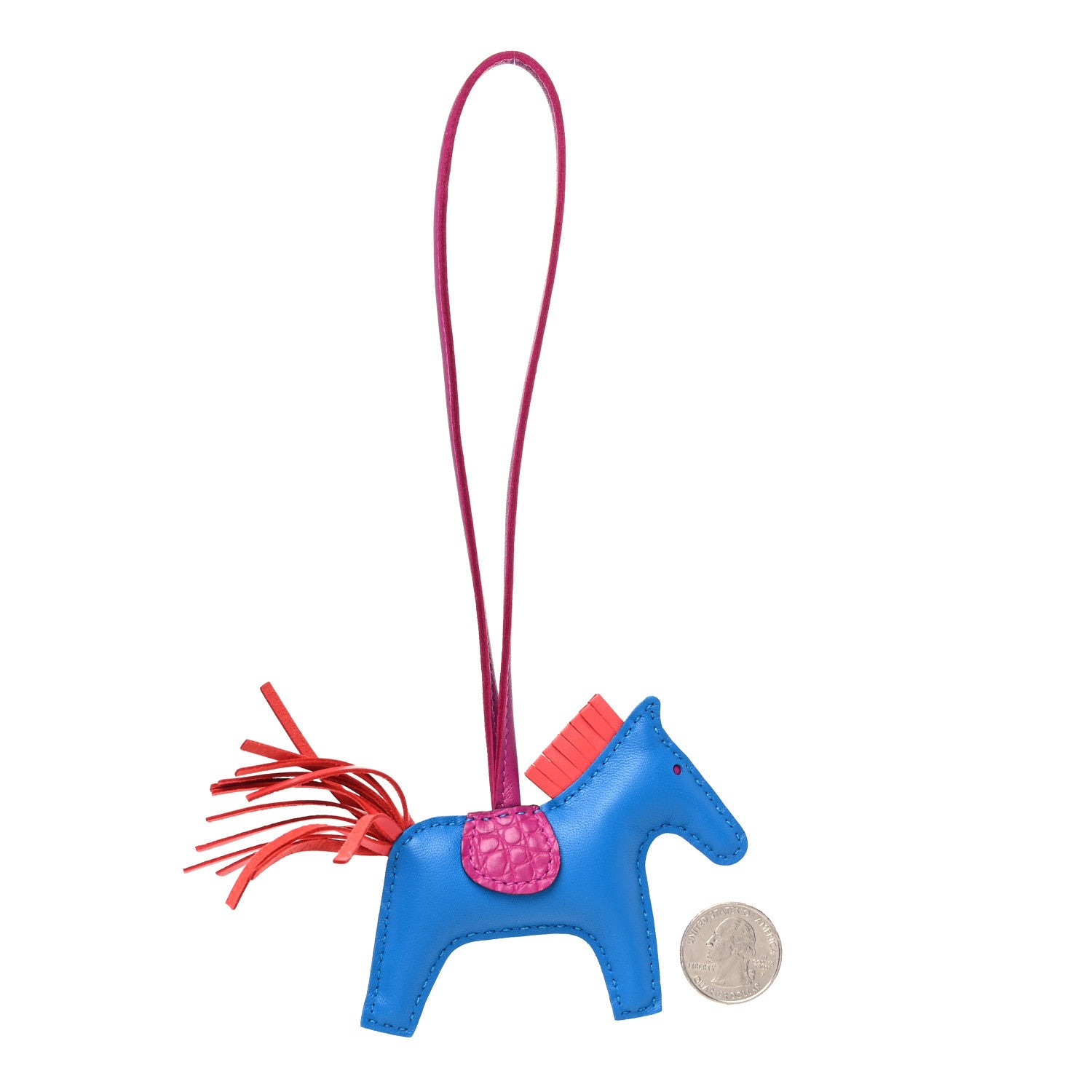 Hermes Milo Lambskin Matte Alligator Touch Grigri Rodeo Horse Bag Charm PM Bleu France Orange Poppy Framboise 2 of 4