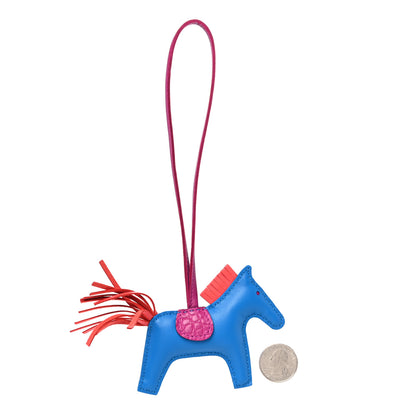 Hermes Milo Lambskin Matte Alligator Touch Grigri Rodeo Horse Bag Charm PM Bleu France Orange Poppy Framboise 2 of 4