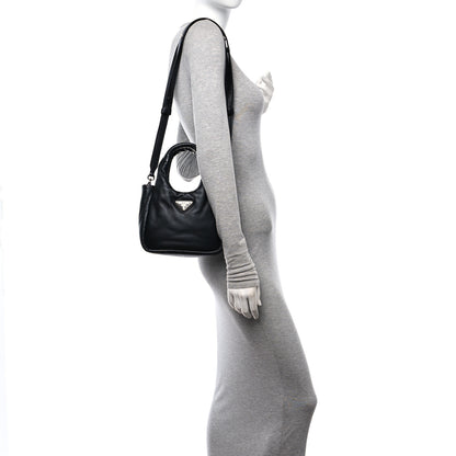 Prada Nappa Soft Padded Small Double Handled Shoulder Bag Black 2 of 10