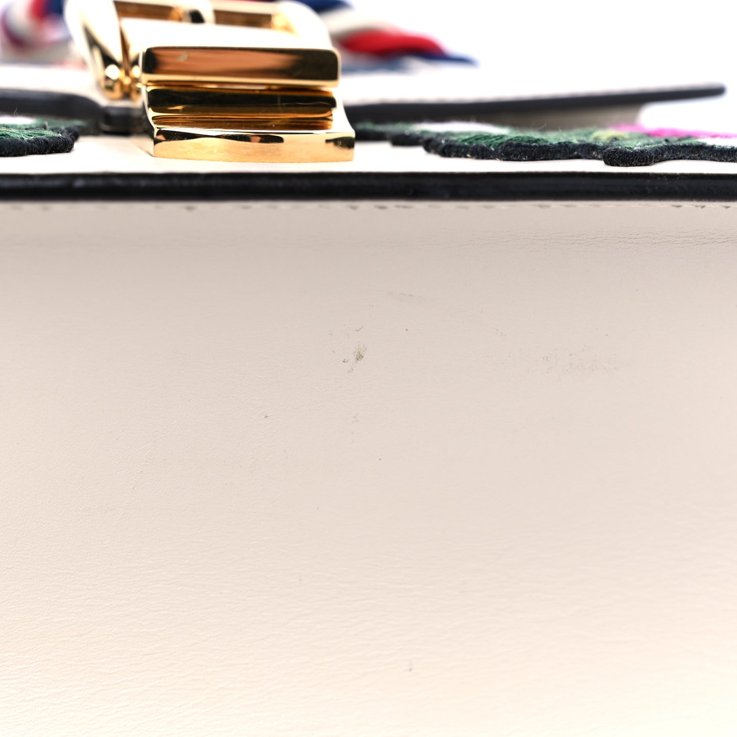 Calfskin Embroidered Mini Sylvie Top Handle Bag White