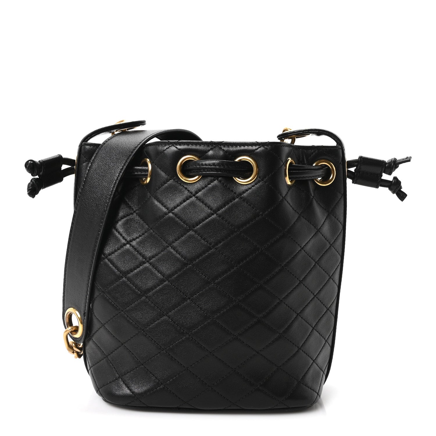 Saint Laurent Lambskin Carre Quilted Small Cassandre Bucket Bag Black 1 of 10