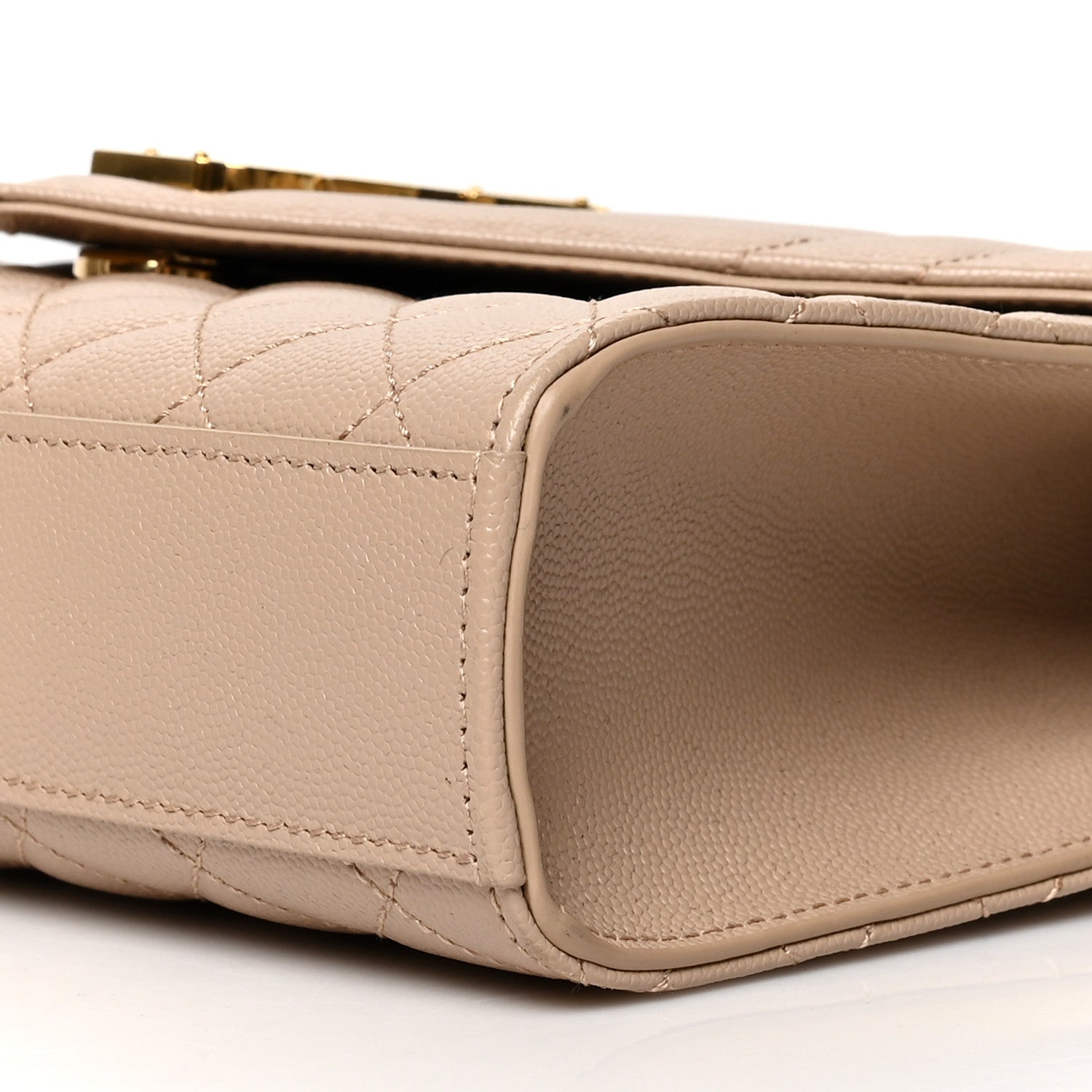 Saint Laurent Grain De Poudre Textured Mixed Matelasse Medium Triquilt Monogram Satchel Dark Beige 9 of 9