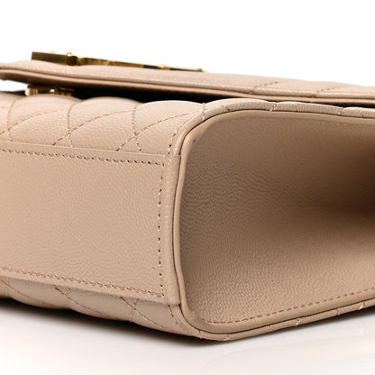 Saint Laurent Grain De Poudre Textured Mixed Matelasse Medium Triquilt Monogram Satchel Dark Beige 9 of 9
