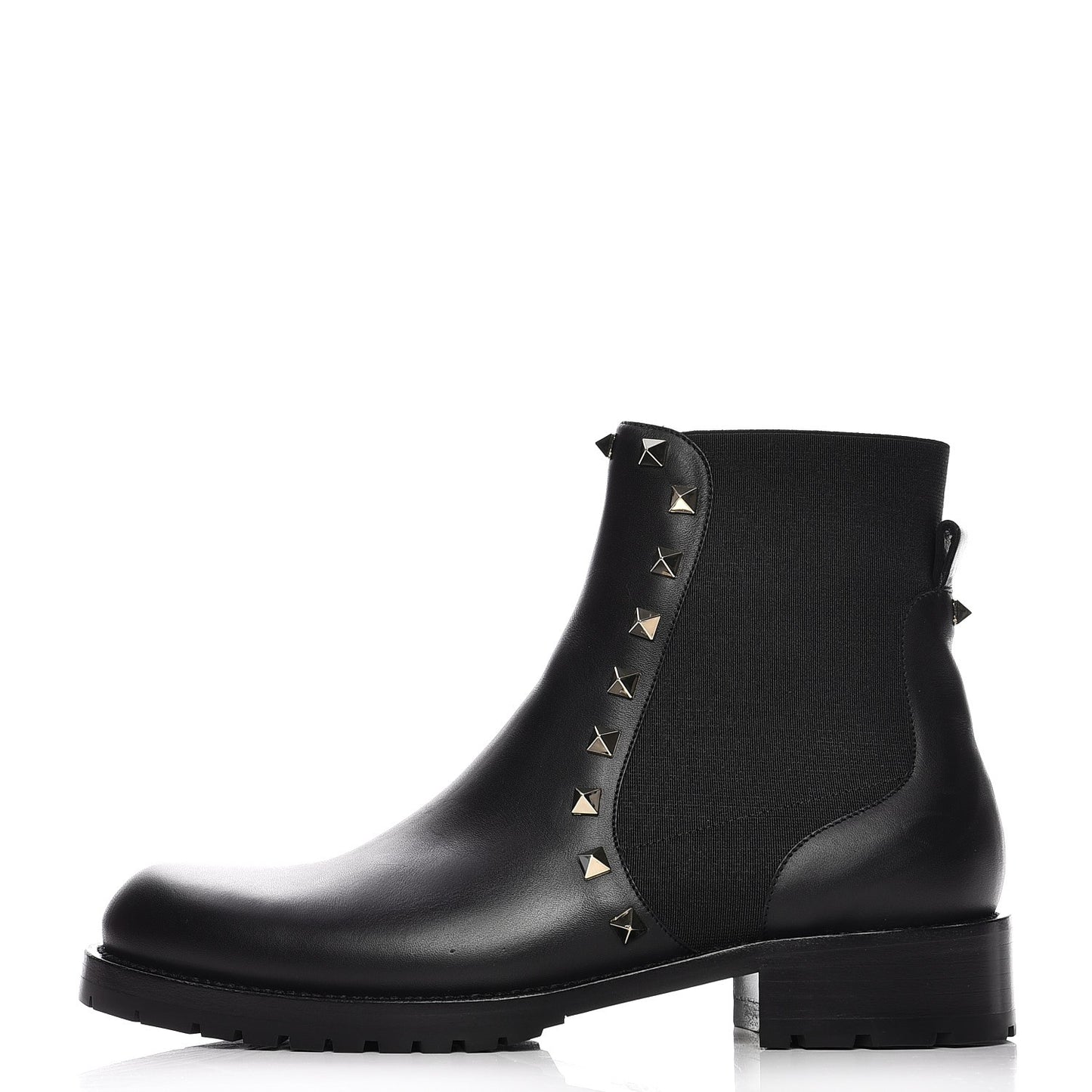 Calfskin Rockstud Beatle Chelsea 20mm Ankle Boots 37 Black