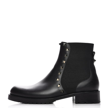 Valentino Garavani Calfskin Rockstud Beatle Chelsea 20mm Ankle Boots 37 Black 1 of 9