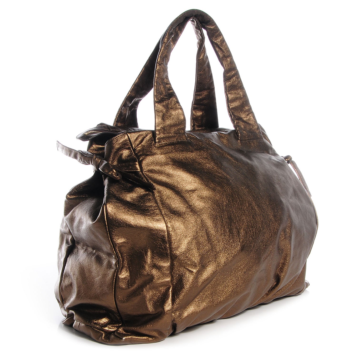 Gucci Metallic Leather Large Hysteria Tote Bronze 3 of 14