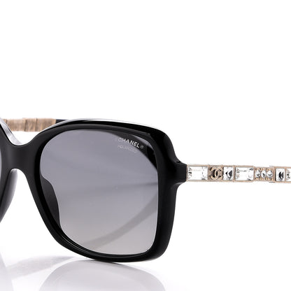 Chanel Crystal Baguette Polarized Square Sunglasses 5308-B Black 8 of 9
