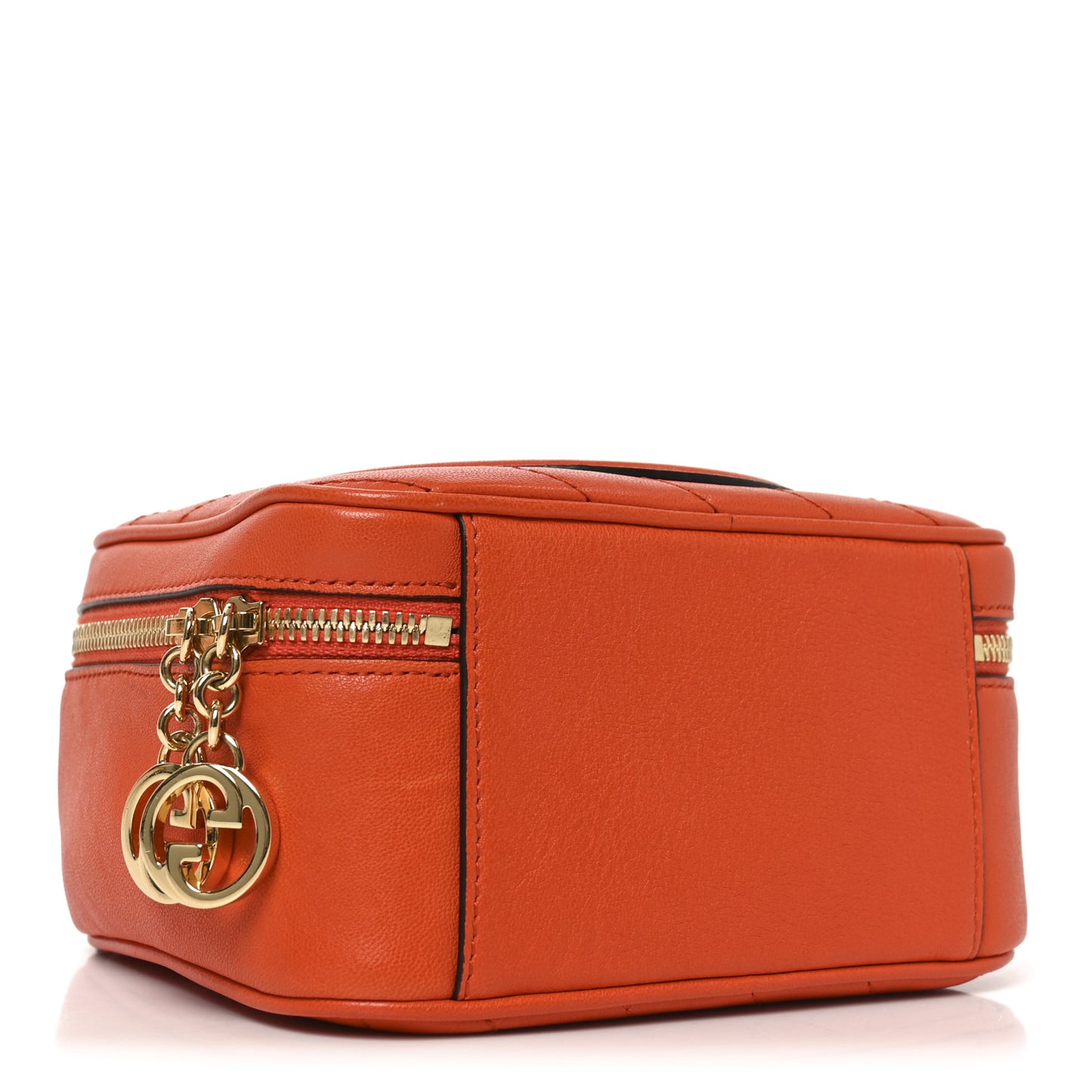 Sakai Be Green Calfskin Diagonal Stitched Blondie Top Handle Bag Orange