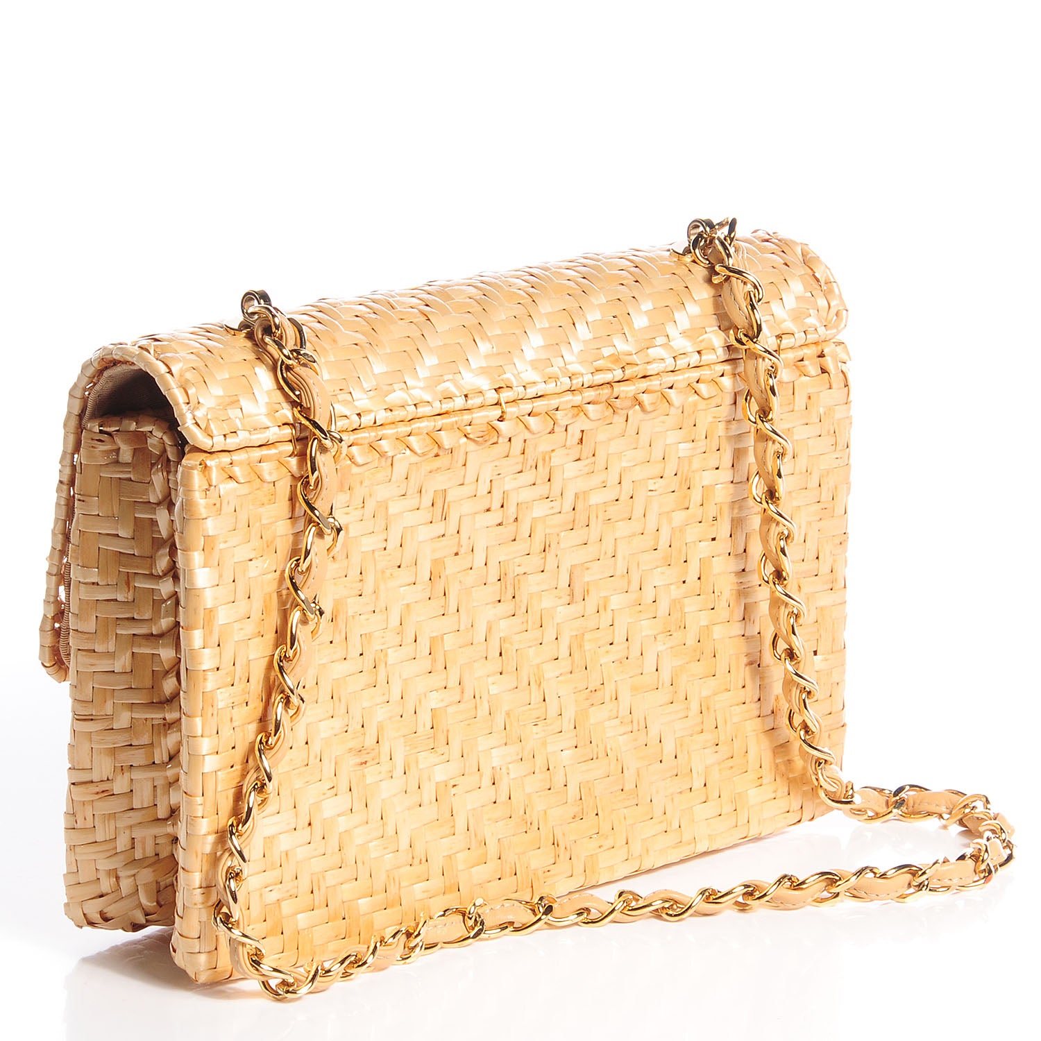Chanel Woven Straw Medium Single Flap 3 of 9