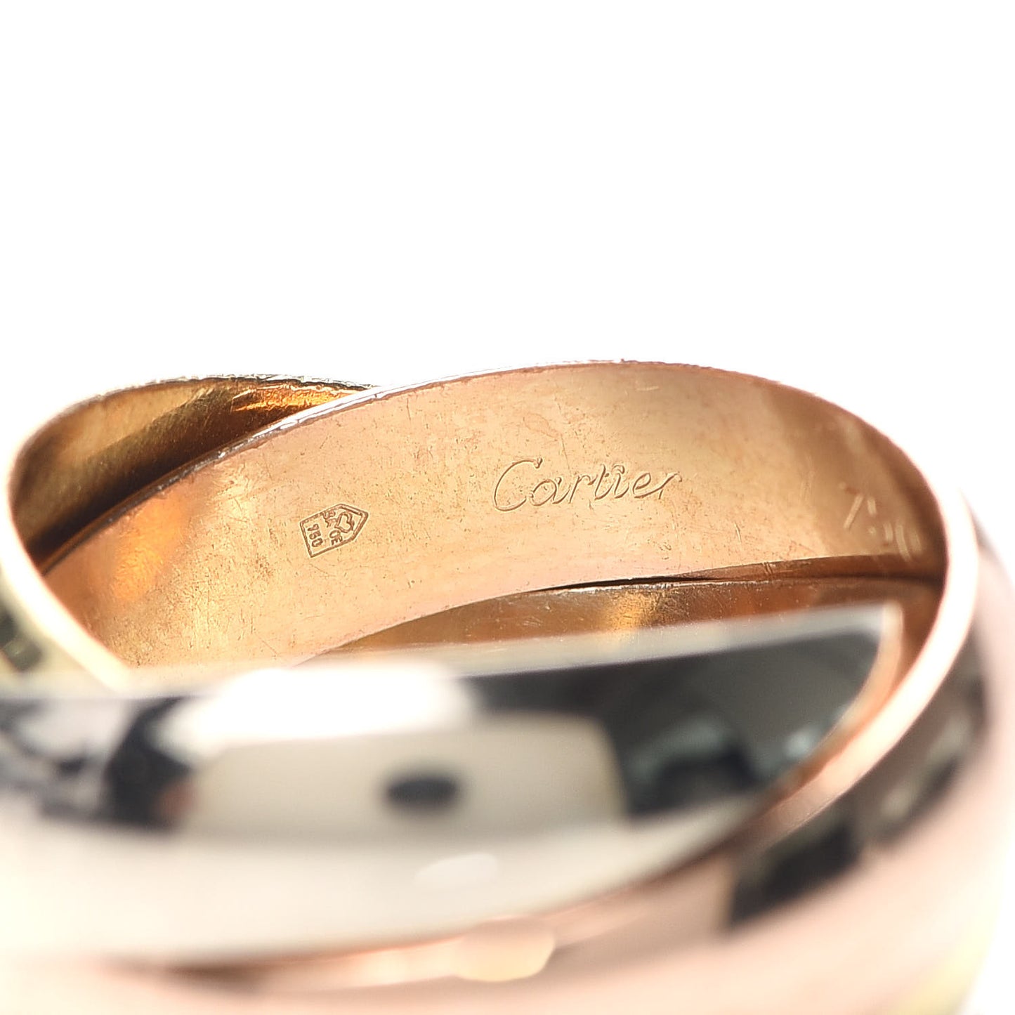 18K Pink Yellow White Gold Large Trinity Ring 54 7