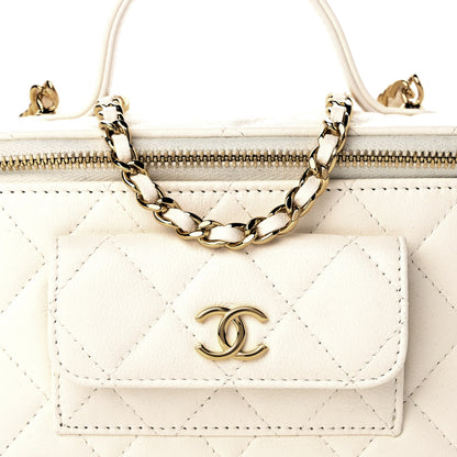 Chanel Lambskin Quilted Polly Pocket East West Top Vanity With Chain White 8 of 10