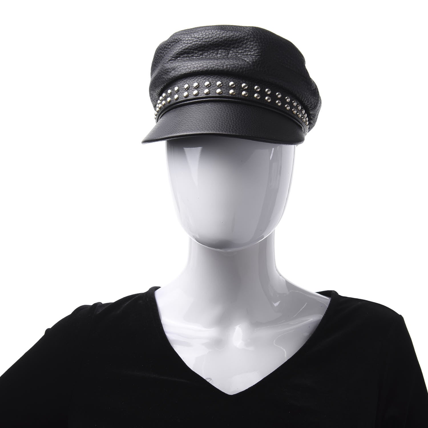 Gucci Calfskin Studded Cellarius Hat XS Black 2 of 6