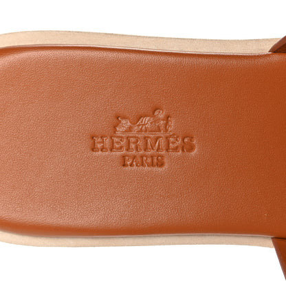Hermes Calfskin Cork Eze 30 Sandals 37 Marron Glaise 7 of 9