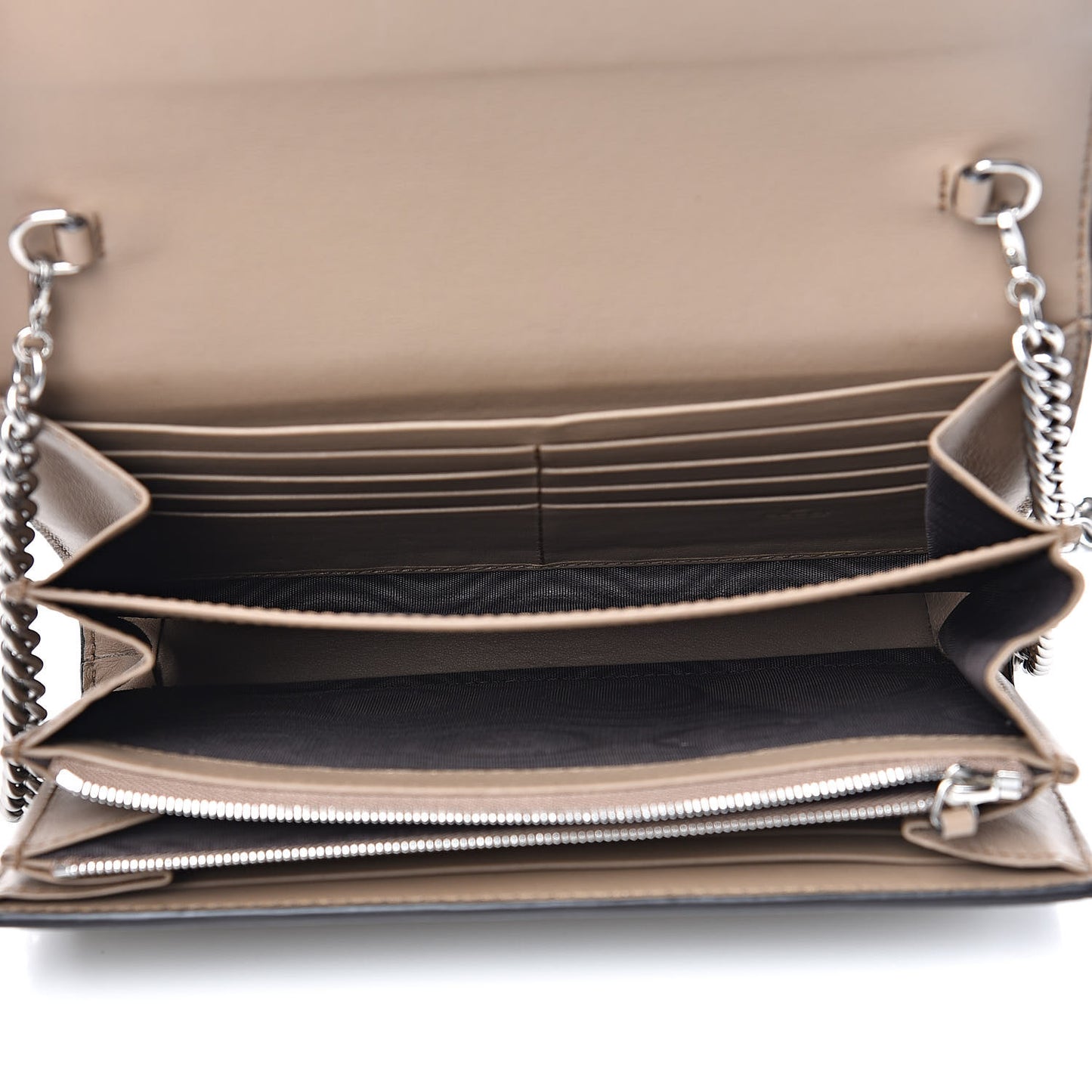 GG Supreme Monogram Mini Dionysus Chain Wallet Beige Taupe