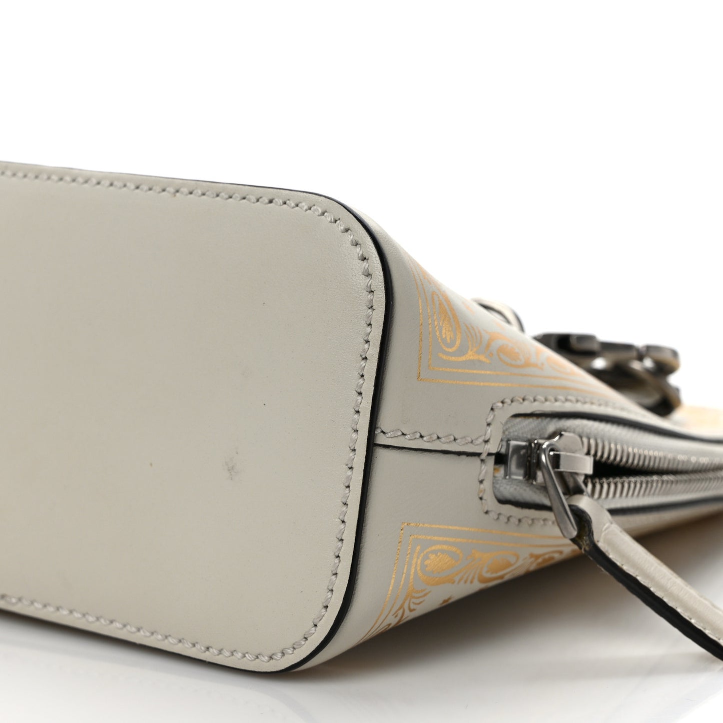 X SEGA Calfskin GUCCY Stars Mini Dome Shoulder Bag Mystic White Gold