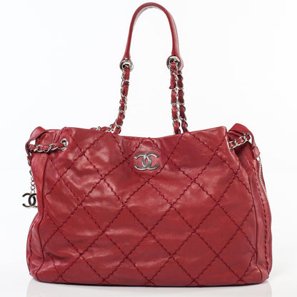 Chanel Lambskin Expandable Tote Red 1 of 10