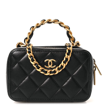 Chanel Lambskin Quilted Top Handle Mini Vanity Case Black 1 of 11