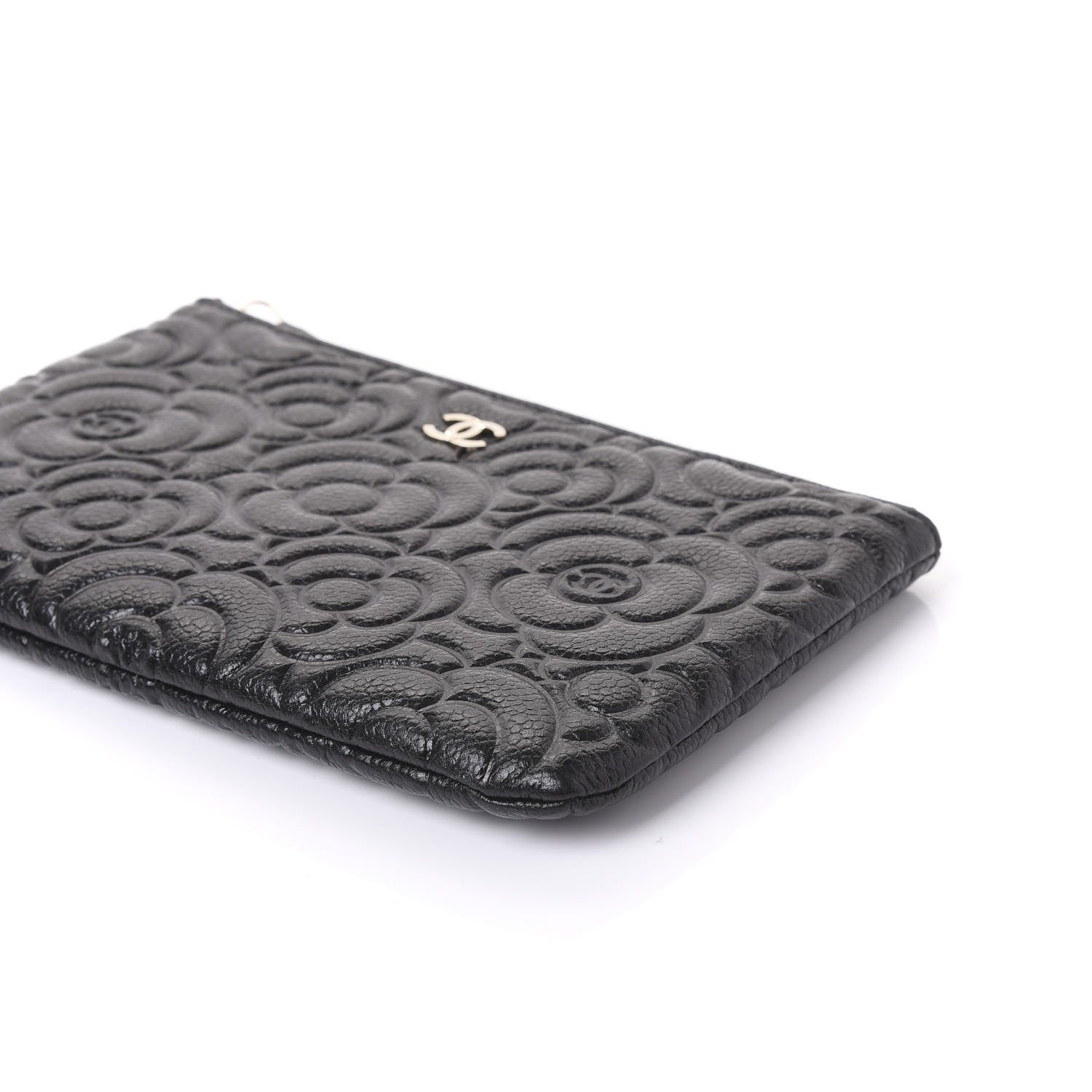 Chanel Caviar Camellia Embossed Cosmetic Pouch Black 6 of 10