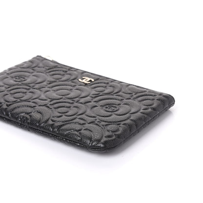 Chanel Caviar Camellia Embossed Cosmetic Pouch Black 6 of 10