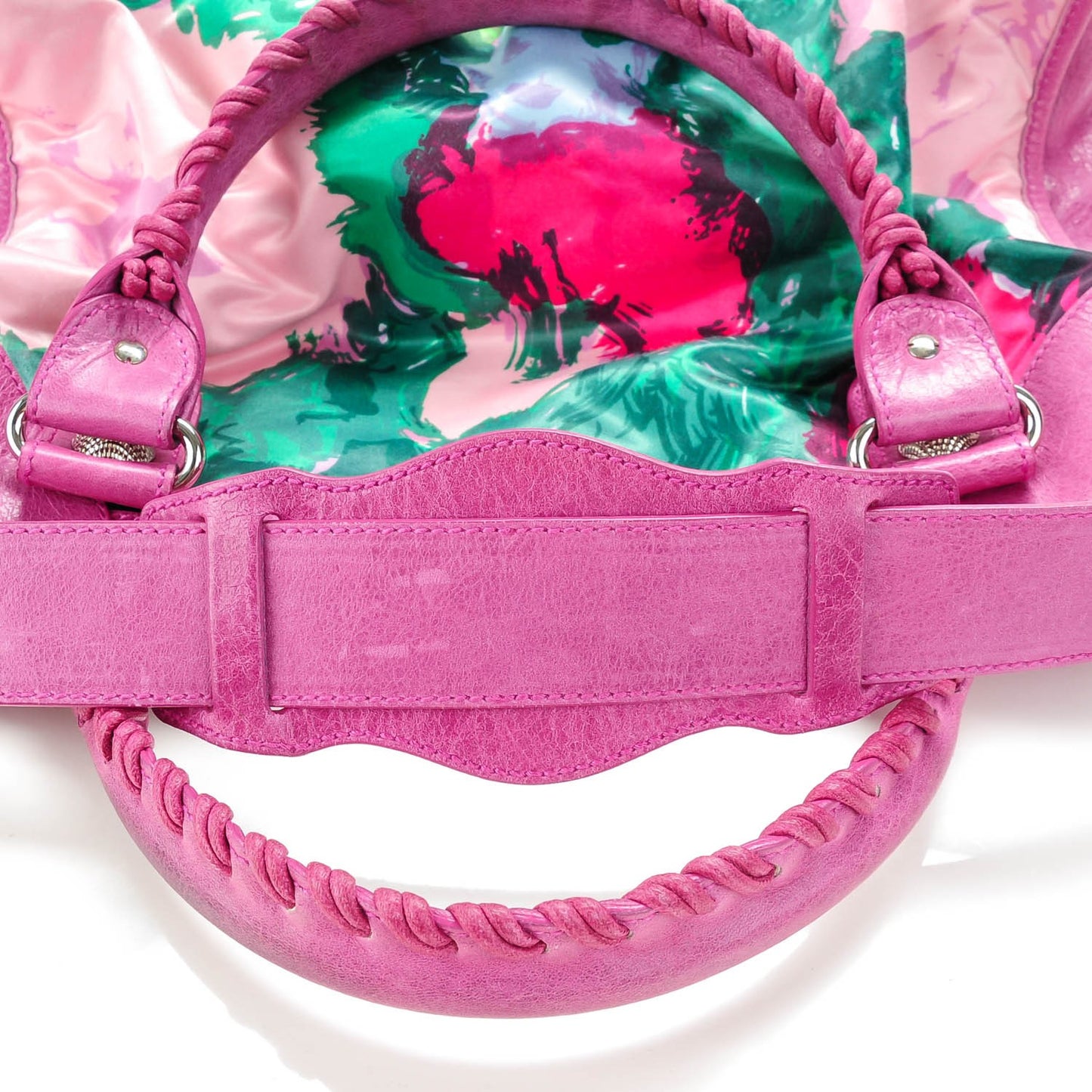 Agneau Canvas Floral Giant 21 Silver Hardware City Magenta