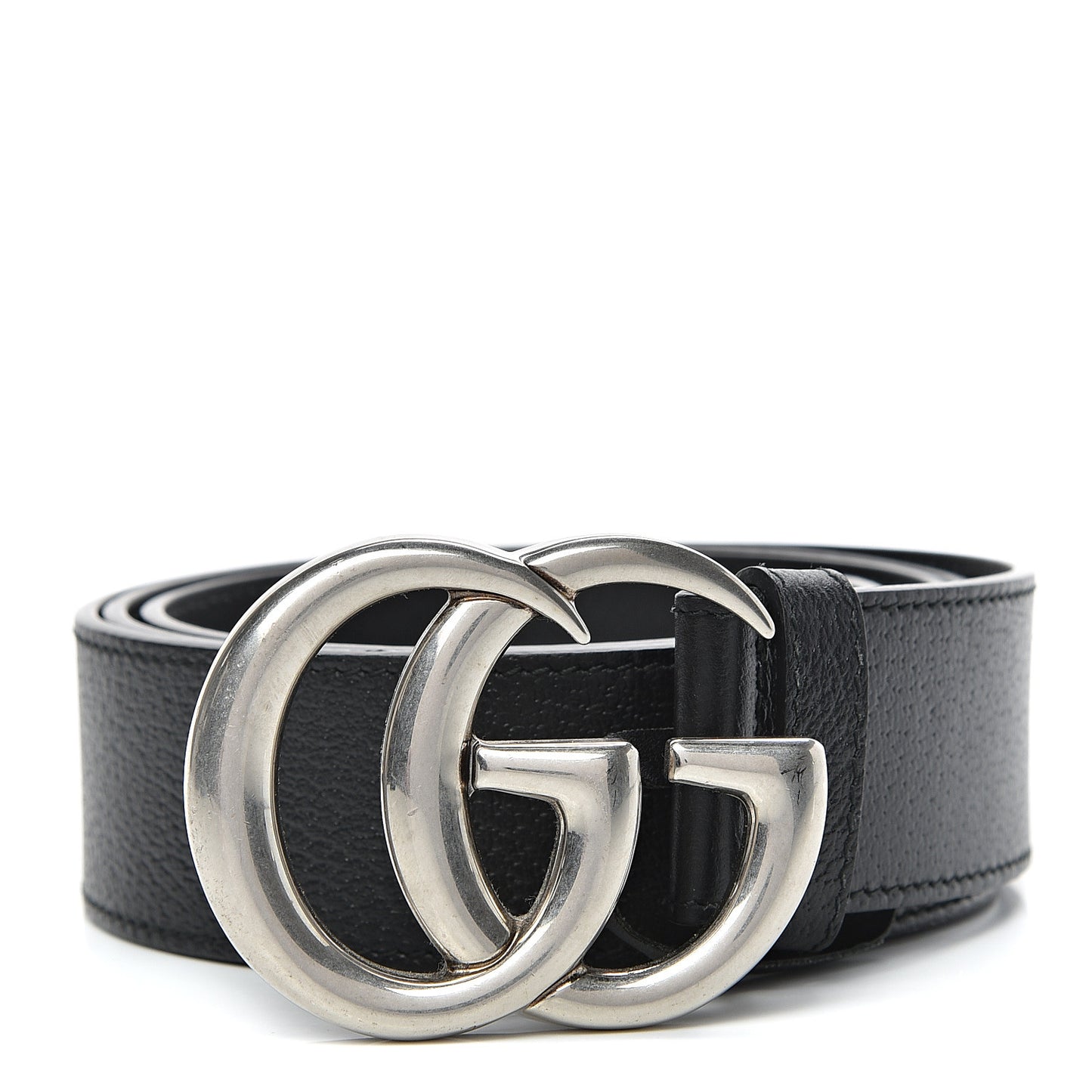 Textured Dollar Calfskin Nickel Double G 40mm Belt 105 42 Black