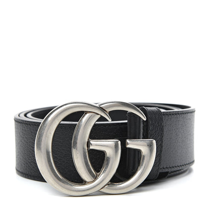 Gucci Textured Dollar Calfskin Nickel Double G 40mm Belt 105 42 Black 1 of 8