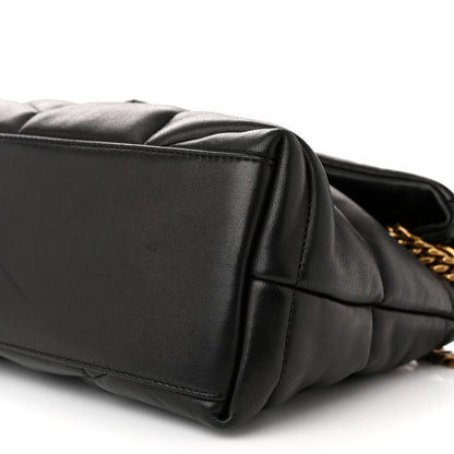 Saint Laurent Lambskin Quilted Small Loulou Puffer Monogram Chain Satchel Black 10 of 11