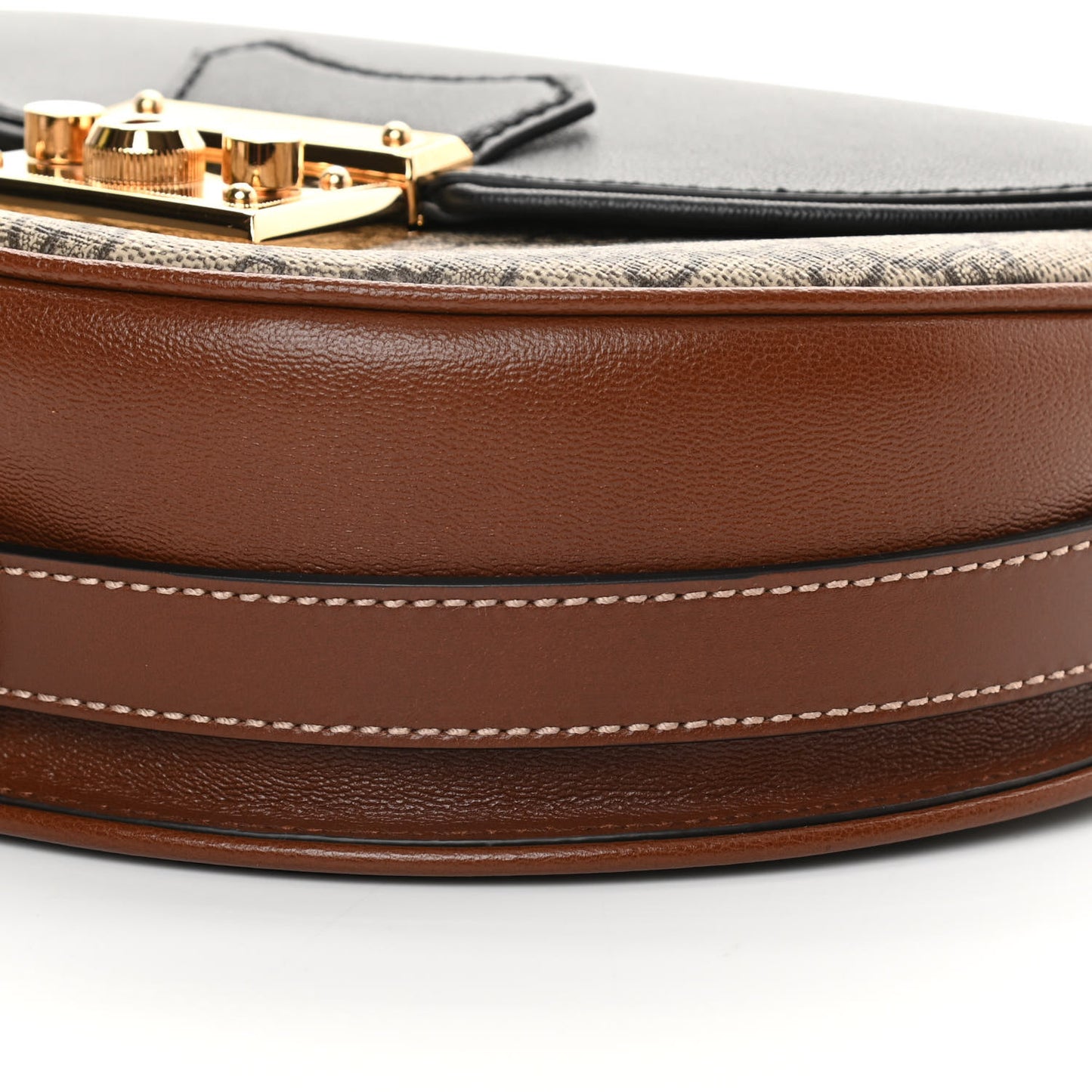 GG Supreme Monogram Calfskin Small Padlock Messenger Shoulder Bag Beige Black Cuir