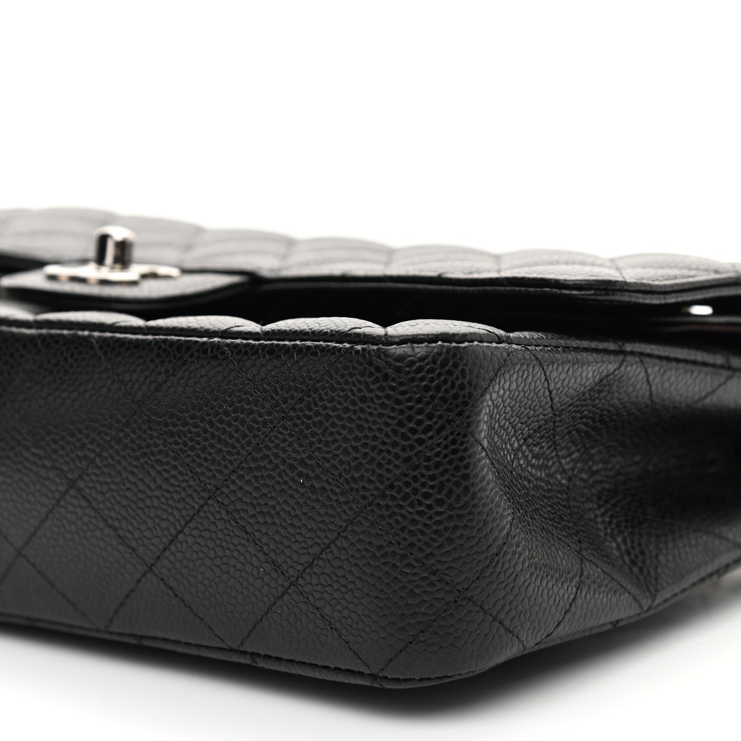 Caviar Quilted Medium Double Flap Black
