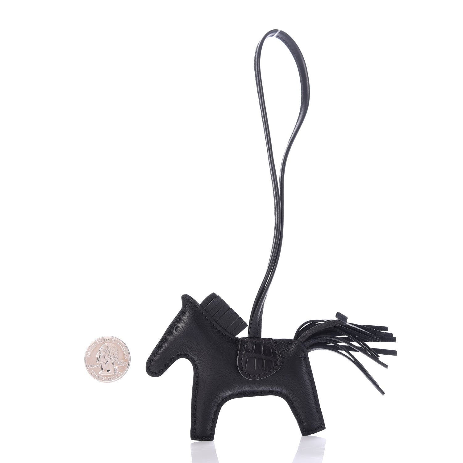Hermes Milo Lambskin Matte Alligator Touch Grigri Rodeo Horse Bag Charm PM So Black 2 of 4
