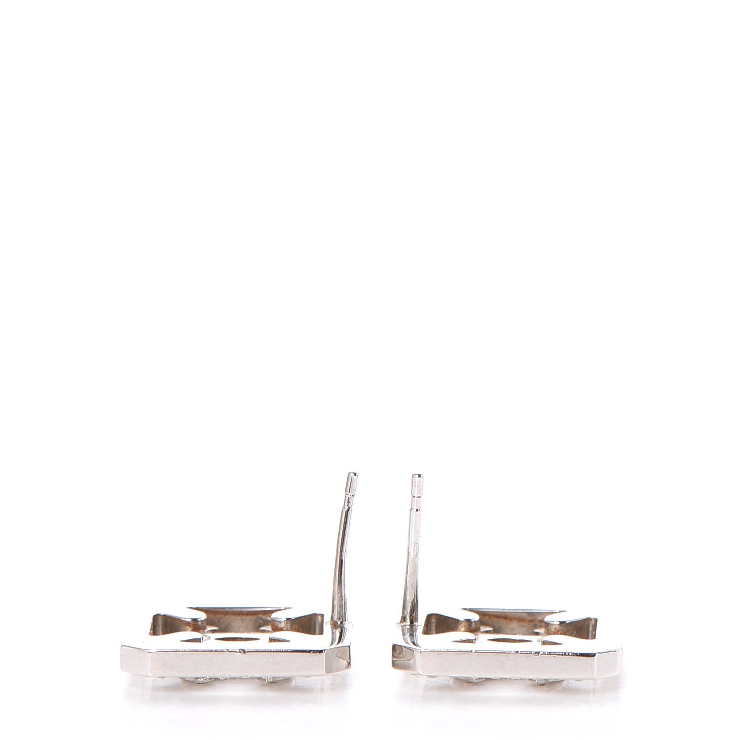 Chanel Crystal CC Earrings Silver 4 of 9