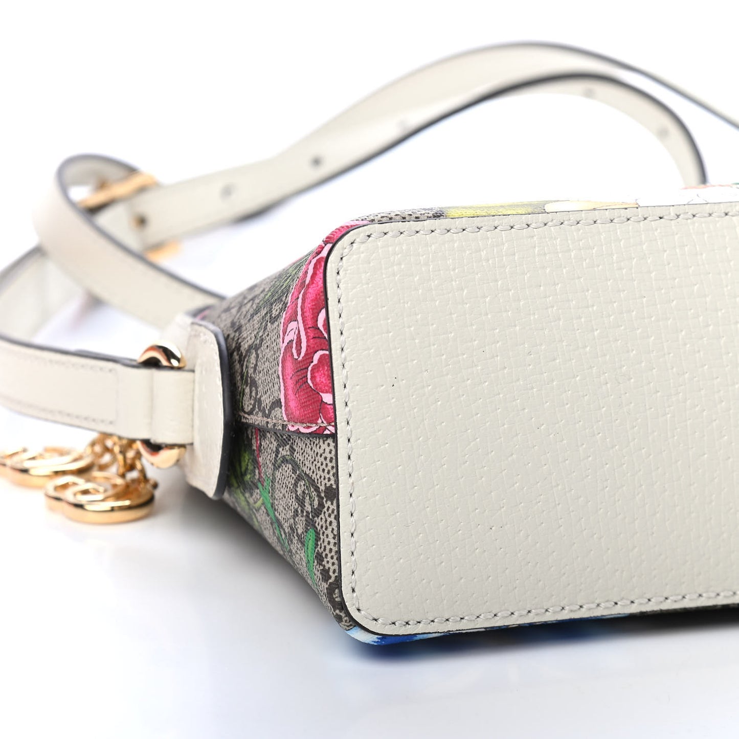 GG Supreme Monogram Flora Web GG Small Ophidia Dome Shoulder Bag White