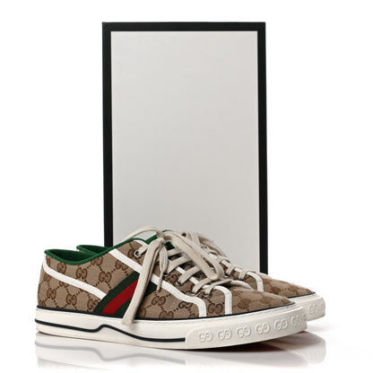 Gucci GG Monogram Web Mens 1977 Tennis Sneakers 10 Beige Ebony Mystic White 9 of 9