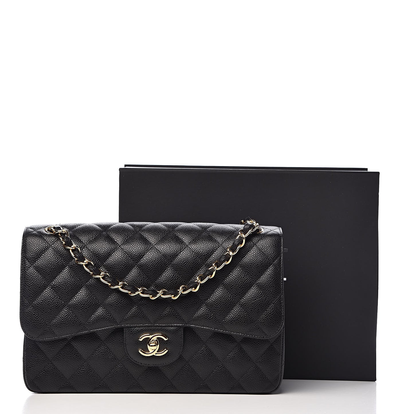 Caviar Quilted Jumbo Double Flap Black