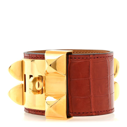 Hermes Matte Alligator Collier De Chien CDC Bracelet S Rouge H 3 of 5