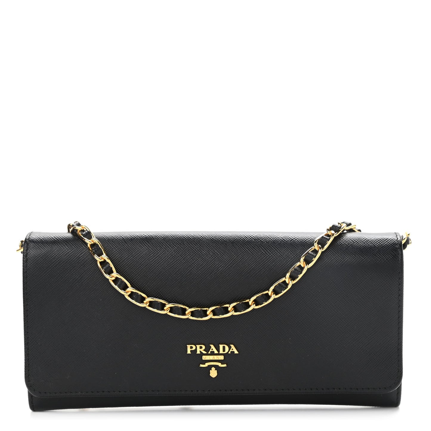 Saffiano Metal Oro Chain Wallet Black
