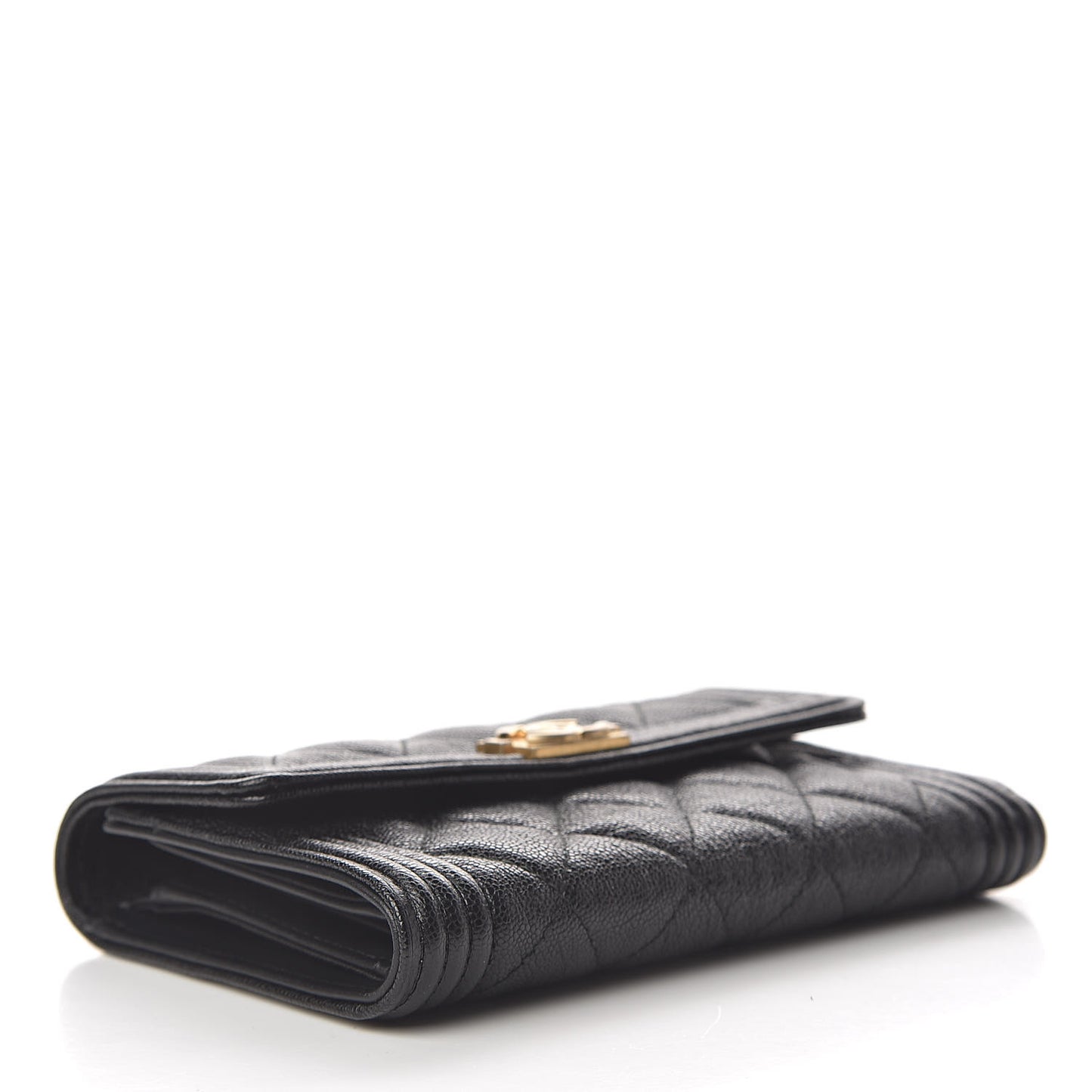 Caviar Quilted Medium Boy Flap Wallet Black