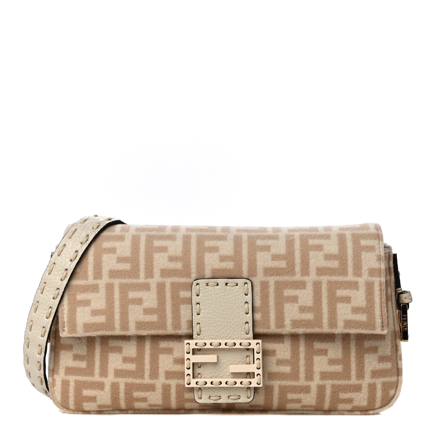 Wool Cuoio Romano Selleria FF 1974 Baguette 1997 Beige Cammello Camelia