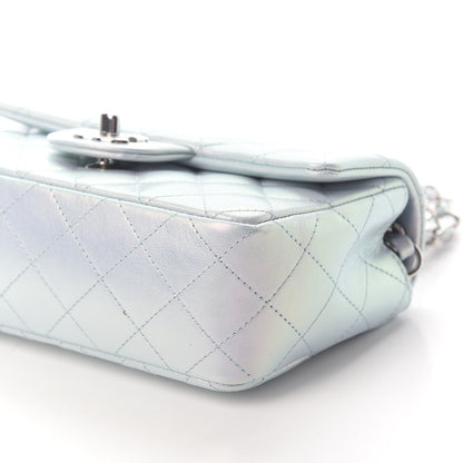 Chanel Iridescent Calfskin Quilted Mini Rectangular Flap Light Blue 9 of 9