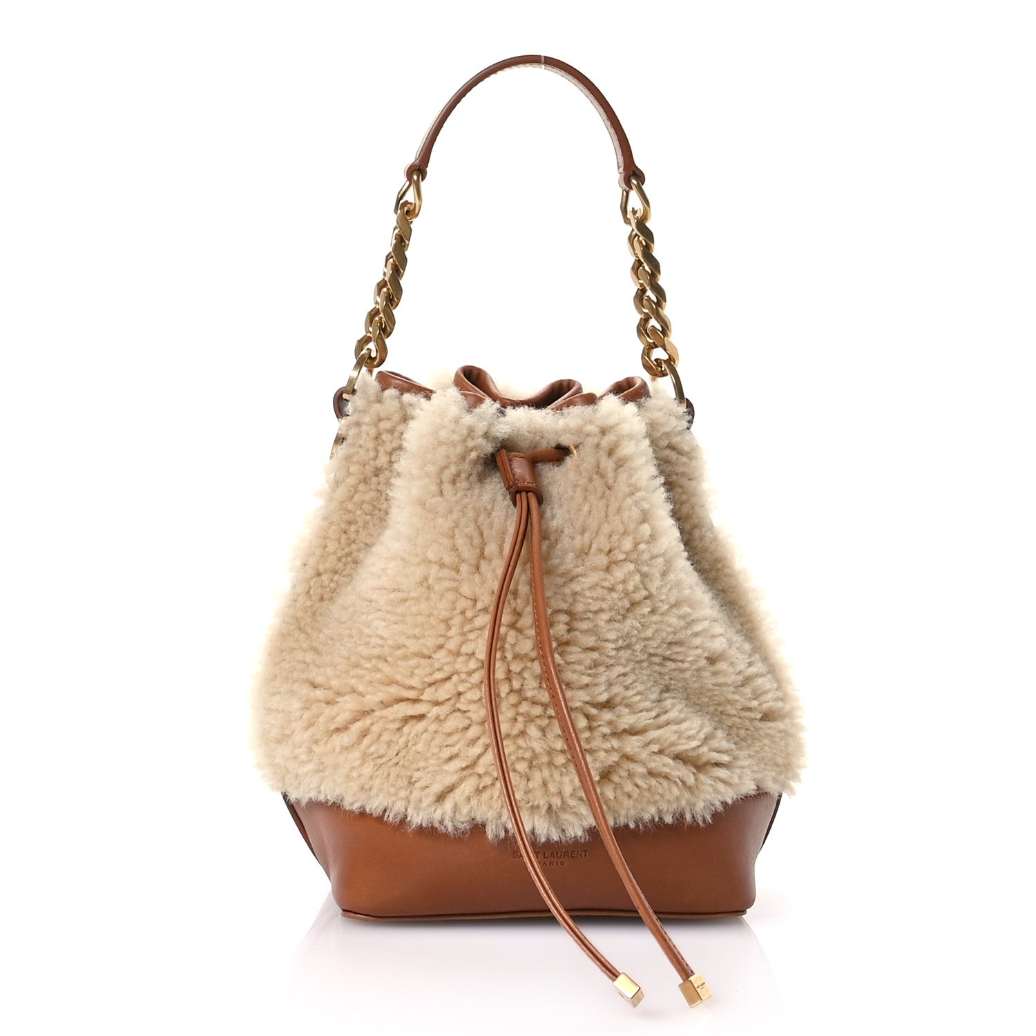Saint Laurent Shearling Calfskin Small Emmanuelle Bucket Bag Natural Beige Brick 1 of 10