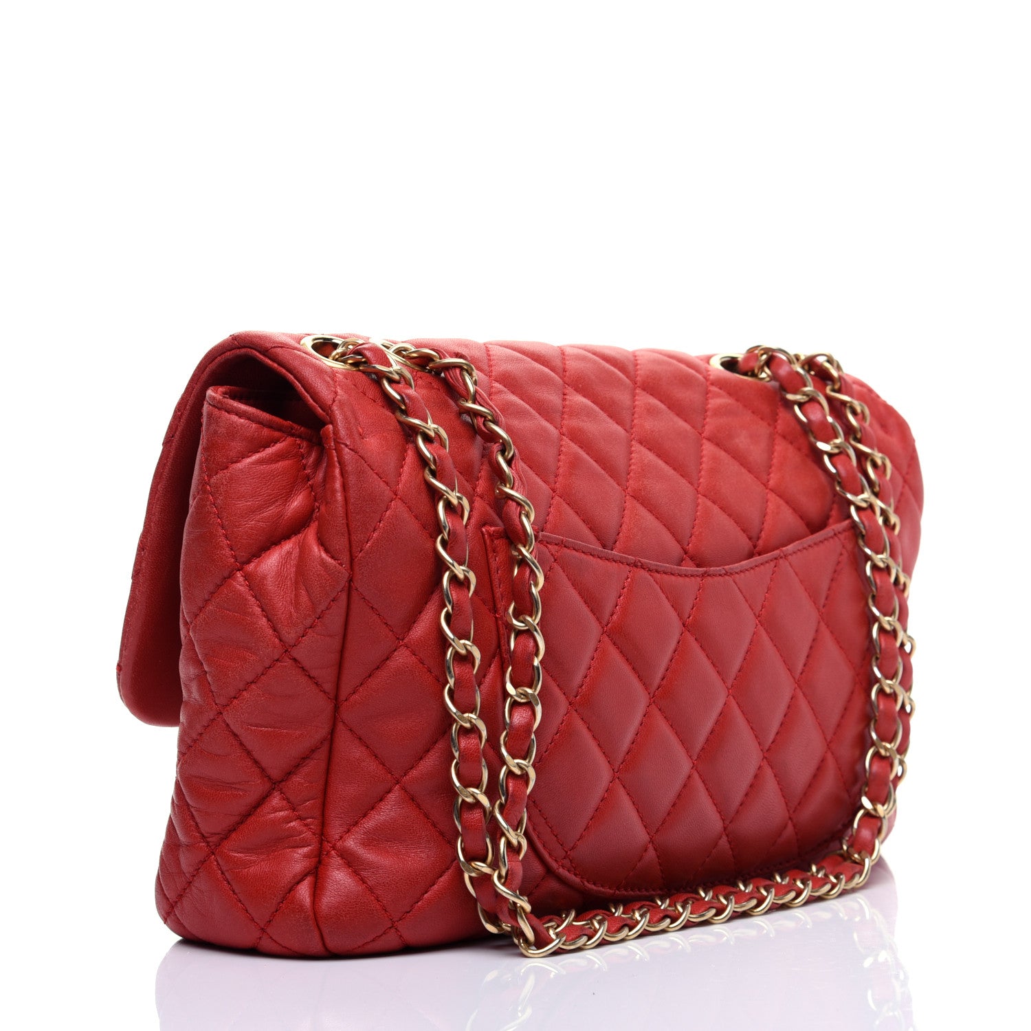 Chanel Lambskin Quilted Large Now and Forever Flap Red 4 of 13