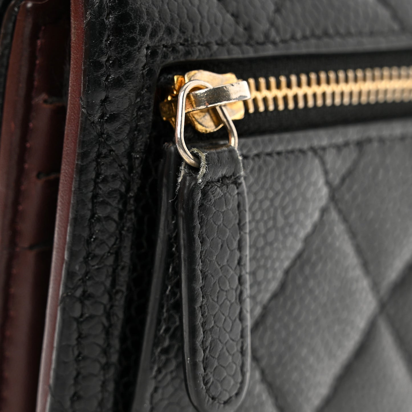 Caviar Quilted Compact Flap Wallet Black
