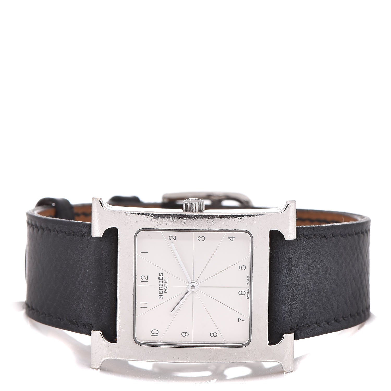 Hermes Stainless Steel Courchevel 26mm Heure H Hour Quartz Watch Noir 3 of 9