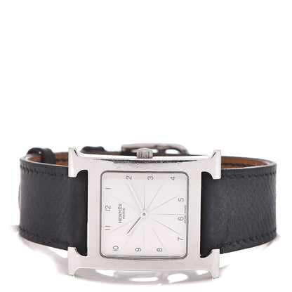 Hermes Stainless Steel Courchevel 26mm Heure H Hour Quartz Watch Noir 3 of 9