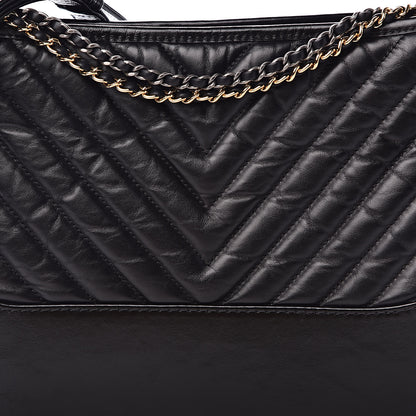 Chanel Aged Calfskin Chevron Quilted Medium Gabrielle Hobo Black 8 of 12