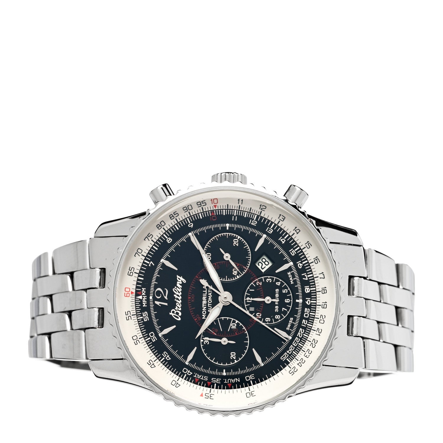 Breitling Stainless Steel 38mm Navitimer Montbrillant Chronograph Automatic Watch Black A41330 2 of 4