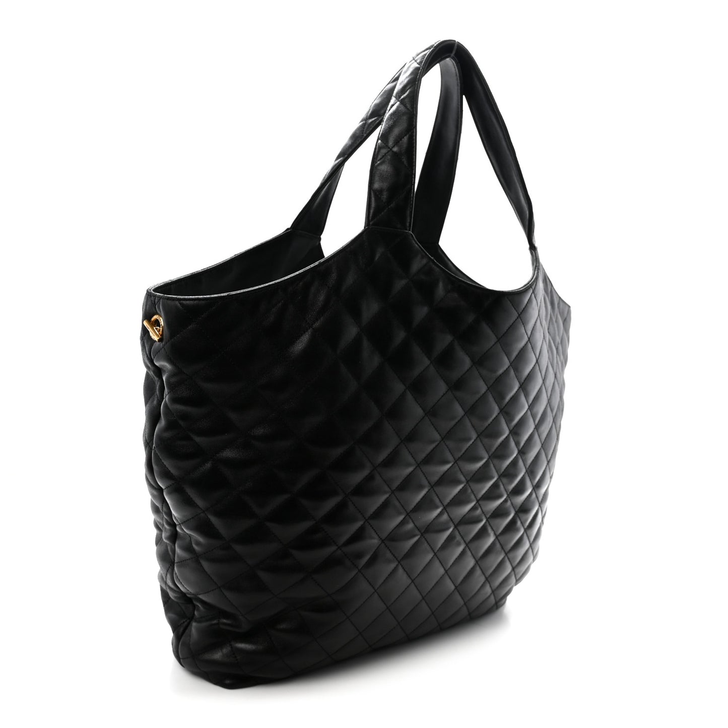 Lambskin Quilted Maxi Icare Shopping Tote Black