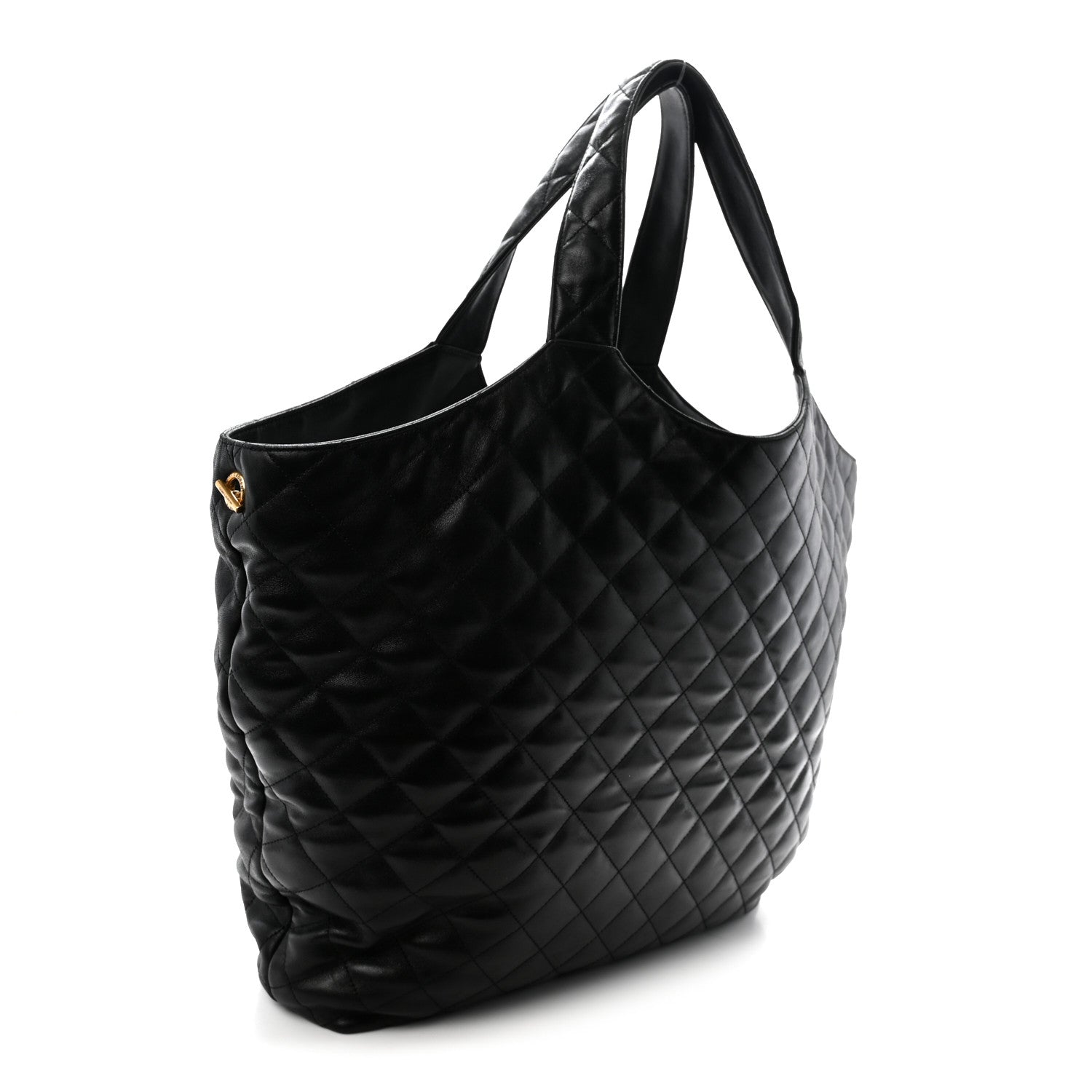 Saint Laurent Lambskin Quilted Maxi Icare Shopping Tote Black 4 of 11