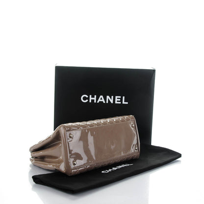 Chanel Patent Quilted Large Just Mademoiselle Bowling Bag Grey 4 of 11