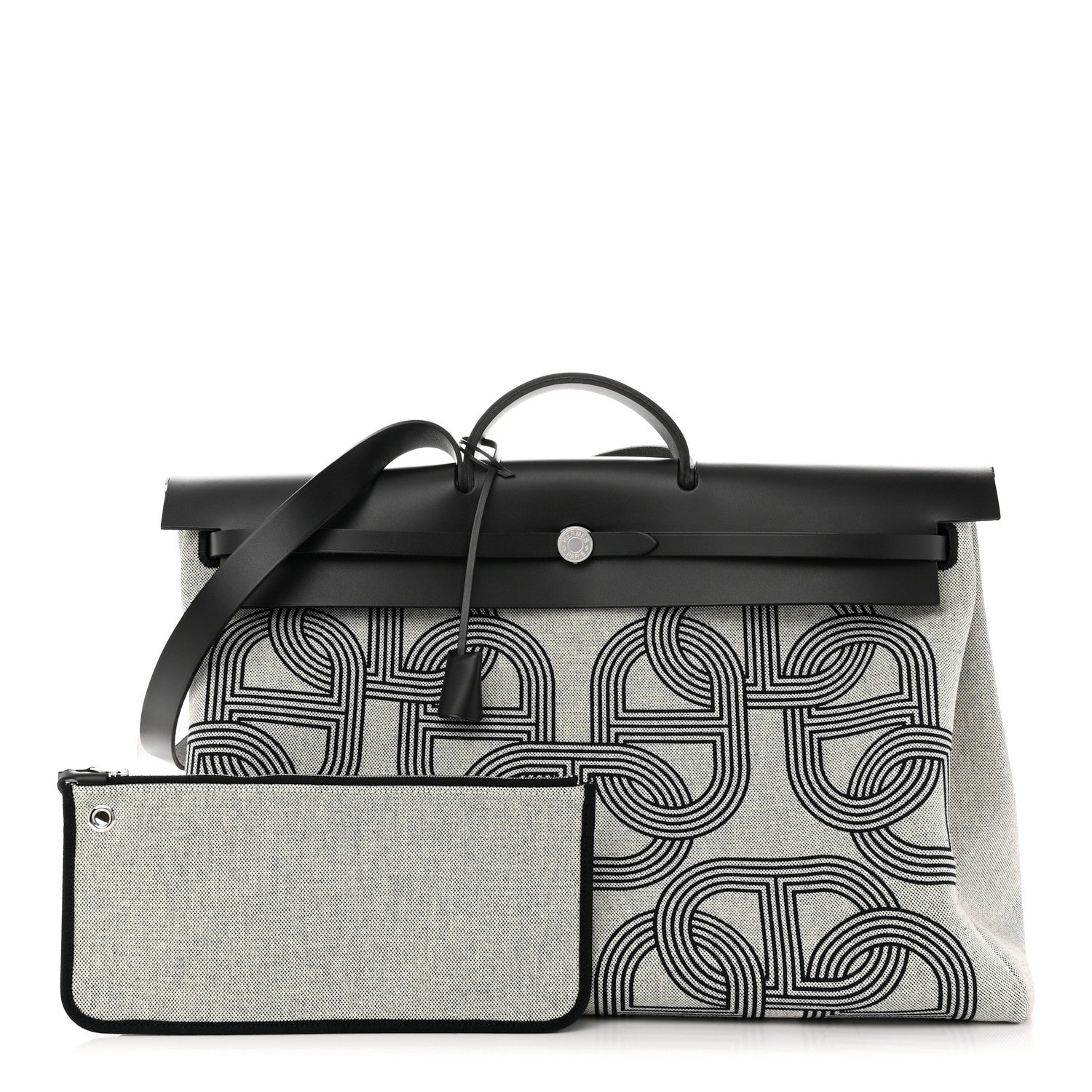 Hermes H Plume Canvas Vache Hunter Circuit Herbag Cabin Zip Retourne 50 Black Ecru 1 of 13